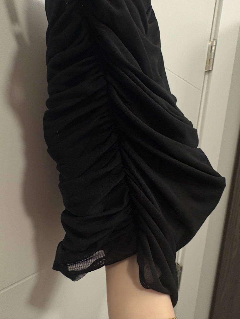 Mesh Corset Ruched Top — Black - Picture 6 of 8